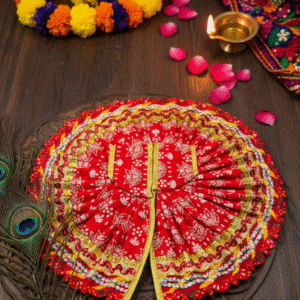 Yugalkishor Shringar Premium Red Block-Print Poshak