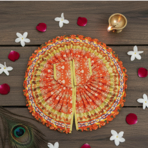 Yugalkishor Shringar Festive Orange Zari-Lace Poshak