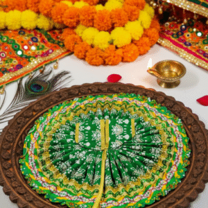 Yugalkishor Shringar Hariyaali Block-Print Poshak for Laddu Gopal