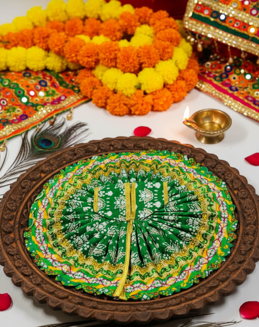 Yugalkishor Shringar Hariyaali Block-Print Poshak for Laddu Gopal - Image 3