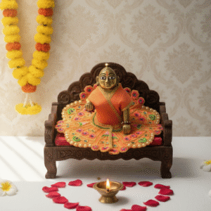 Yugalkishor Shringar Lightweight Peach Bloom Deity Dress