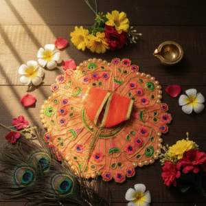 Yugalkishor Shringar Lightweight Peach Bloom Deity Dress