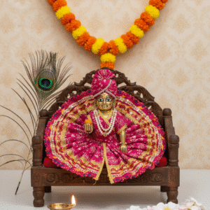 Yugalkishor Shringar Elegant Pink Laddu Gopal Dress with Lace Trim