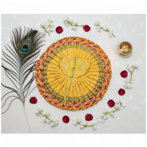 Yugalkishor Shringar Radiant Yellow Silk Poshak with Zari Work