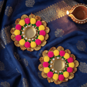 Yugalkishor Shringar - Festive Pom-Pom Diya Set