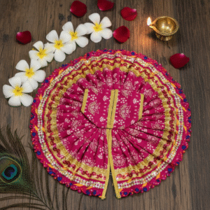 Yugalkishor Shringar Elegant Pink Laddu Gopal Dress with Lace Trim