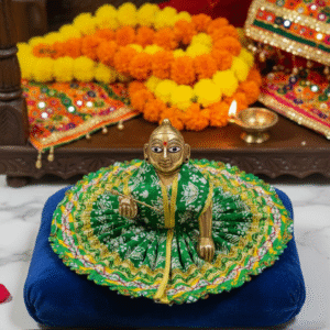 Yugalkishor Shringar Hariyaali Block-Print Poshak for Laddu Gopal