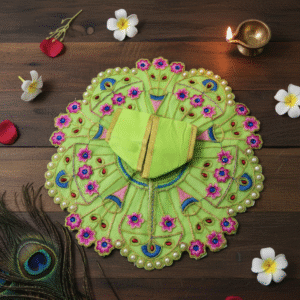 Yugalkishor Shringar Nitya Shringar Light Green Floral Poshak