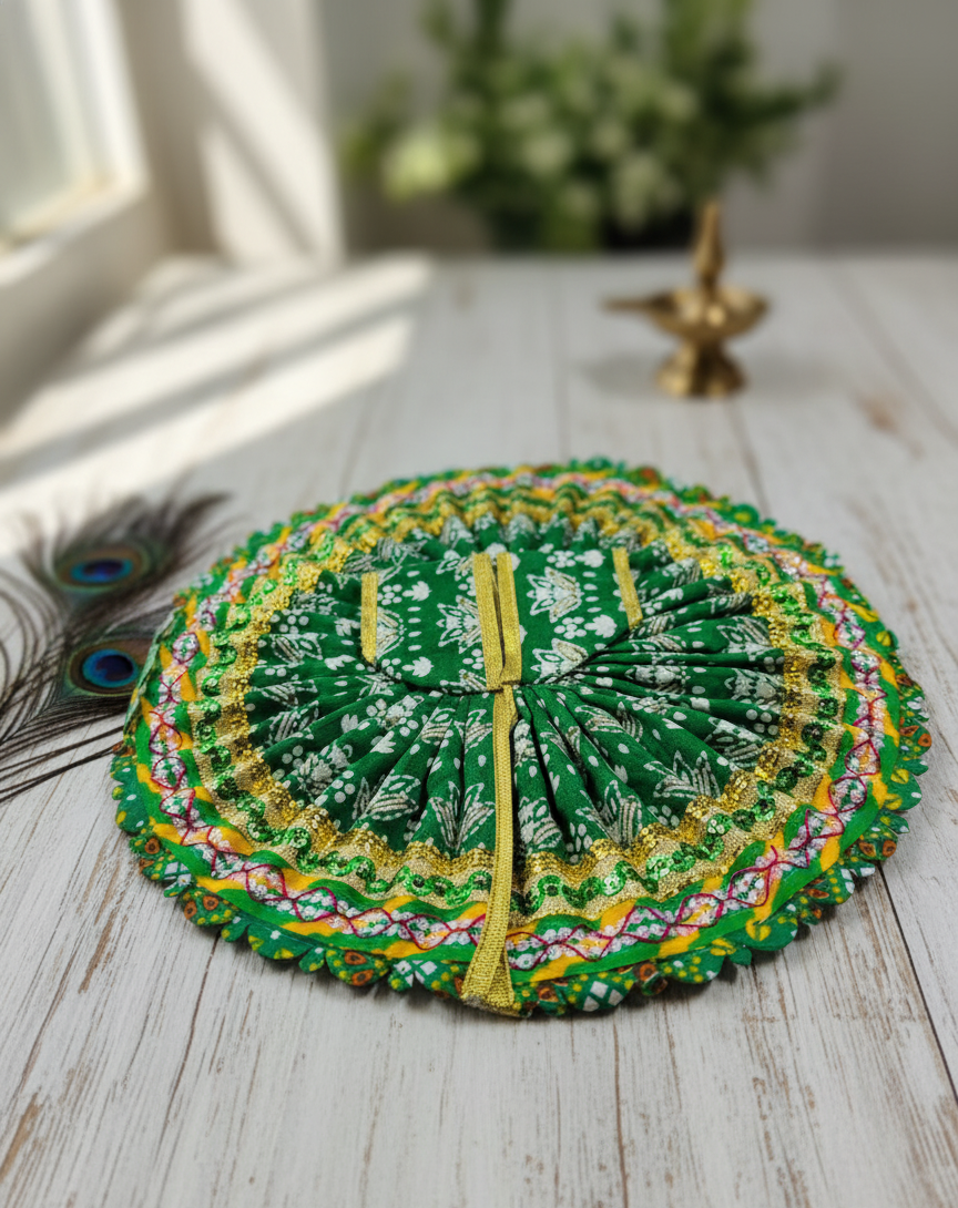 Yugalkishor Shringar Hariyaali Block-Print Poshak for Laddu Gopal - Image 2