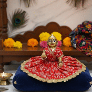 Yugalkishor Shringar Premium Red Block-Print Poshak