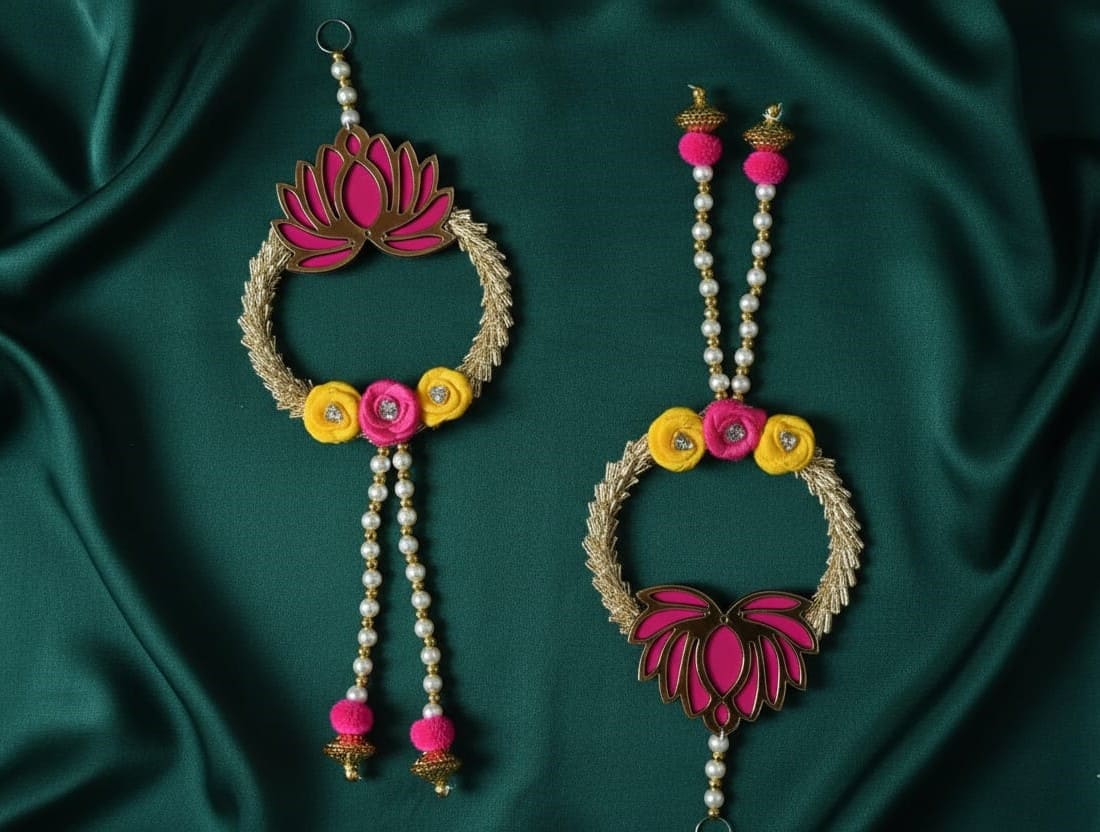 Yugalkishor Shringar - Pearl & Lotus Latkan Pair