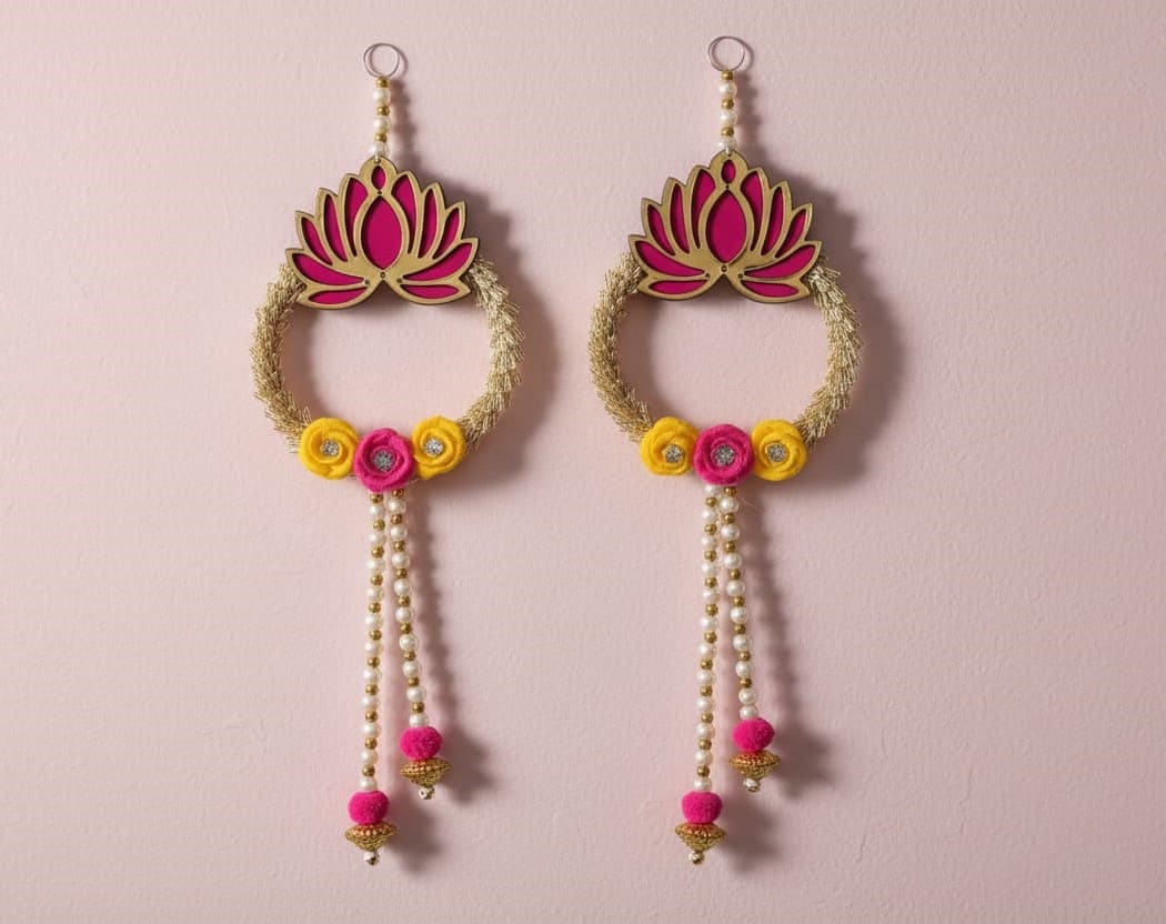 Yugalkishor Shringar - Pearl & Lotus Latkan Pair - Image 2