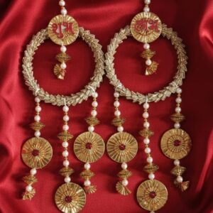 Yugalkishor Shringar - Gold Ring & Pearl Shubh Labh Latkan Pair