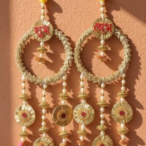 Yugalkishor Shringar - Gold Ring & Pearl Shubh Labh Latkan Pair